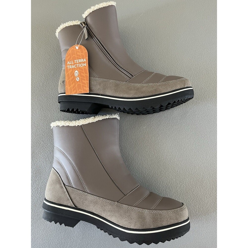 JBU By Jambu Snowbound Womens Winter Boots Faux Fur Lined Side Zip 11M Taupe